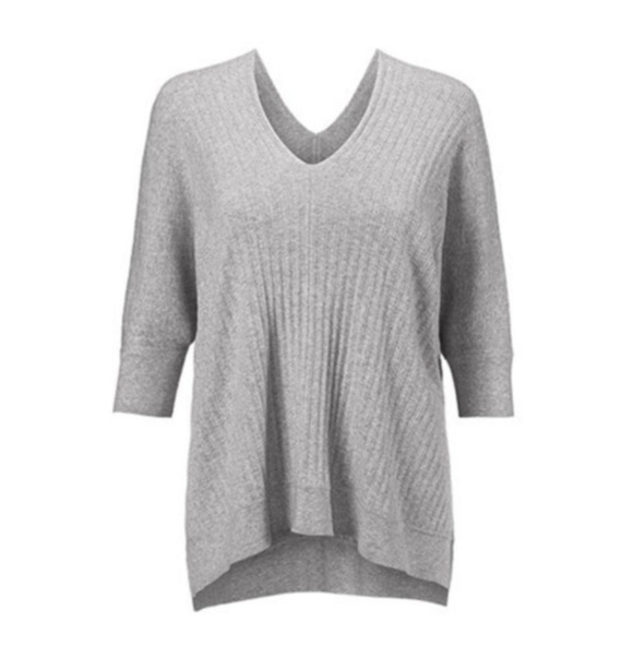 CAbi Tops - Cabi Size M Watson Pullover Sweater 5451 Double V Neck Light Gray